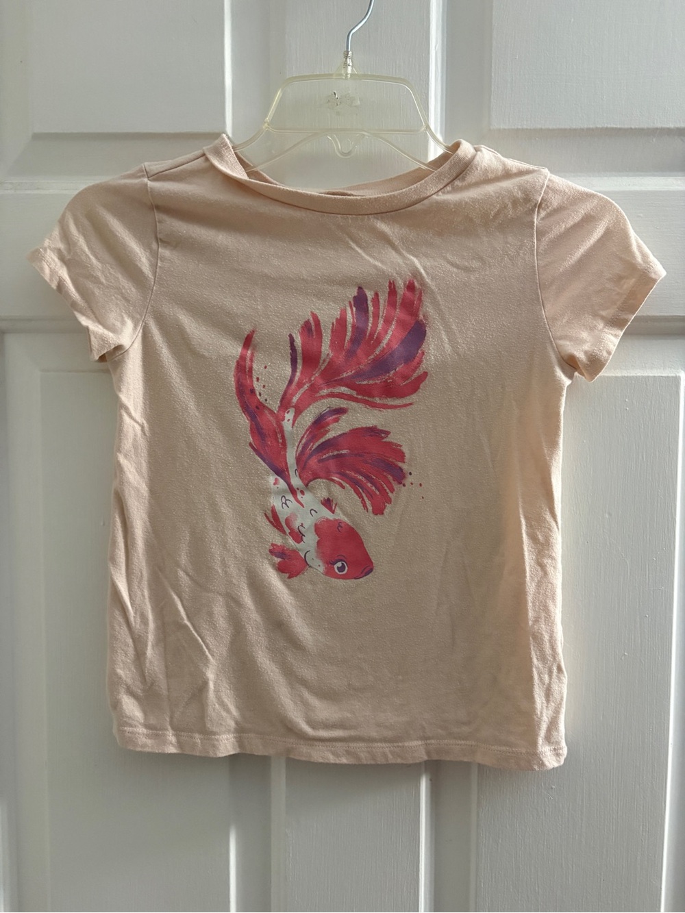 Carter's Cream Tee with Pink Fish Graphic
